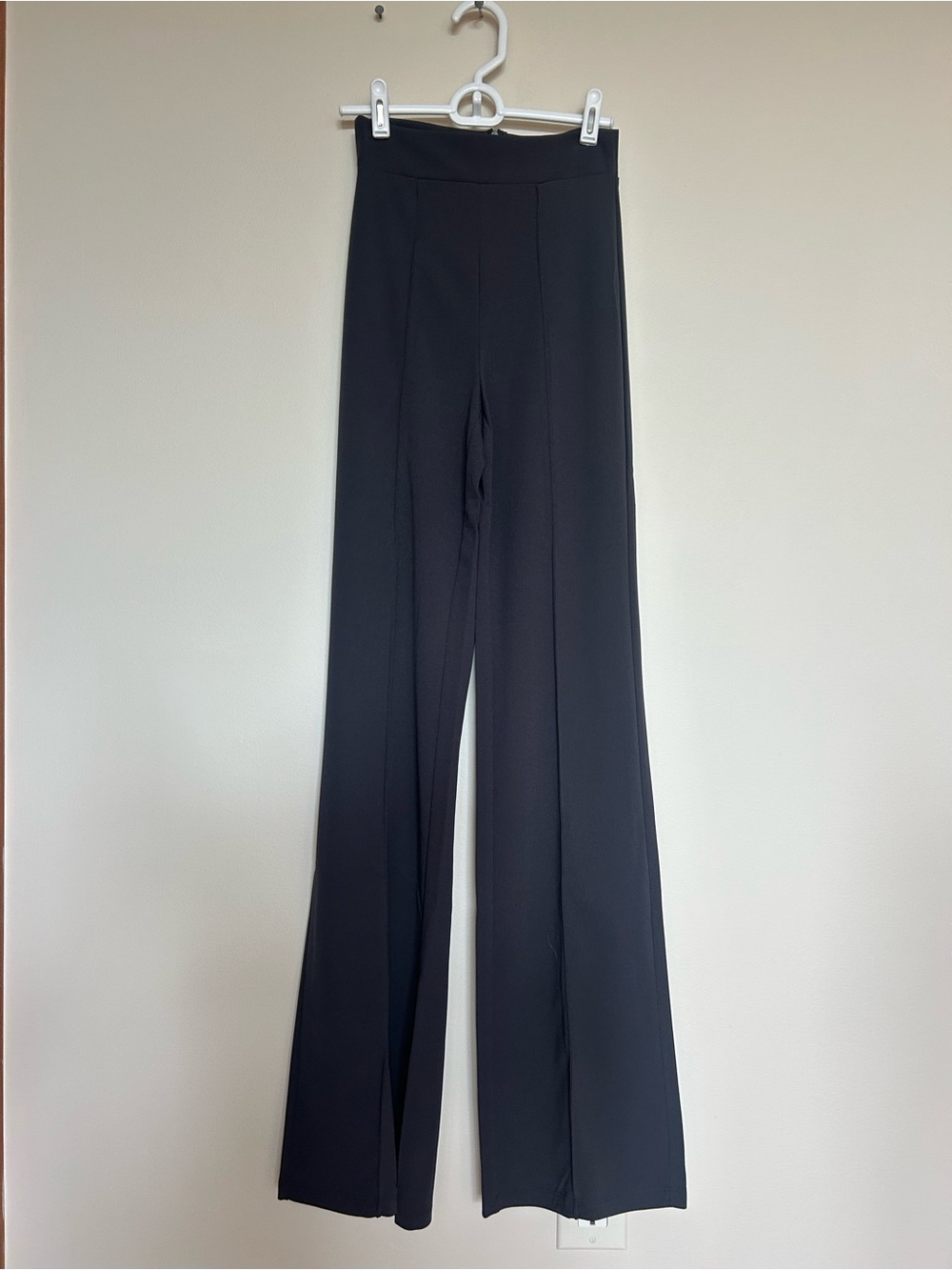 Fashion Nova Charcoal Grey High-Waist Wide-Leg Dress Pants